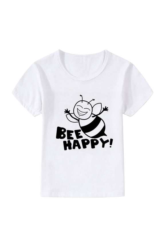 Big Girls Tshirt Cartoon Bee Print Short Sleeved T Shirt Casual Sports Tee Shirt