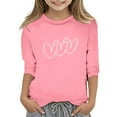 thumbnail image 1 of Hienoo Big Girls Valentine's Day Tee Shirt Heart Printed 3/4 Sleeve Casual T-Shirt Top, 1 of 3