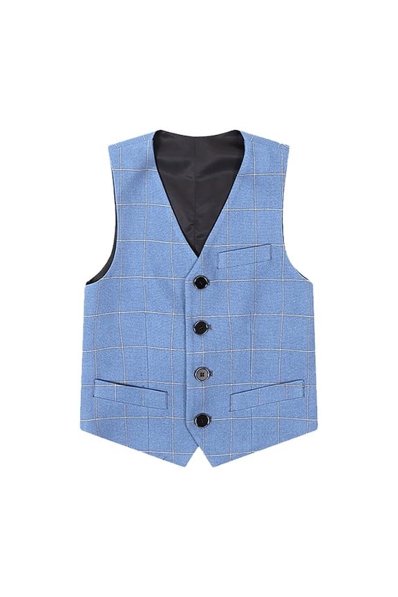 Boy's 4 Button Formal Vest Single Wedding Party Waistcoat, Sizes 3-14