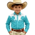thumbnail image 1 of Hienoo Boy's Long Sleeve Western Shirt Kids Vintage Button-Down Cowboy Shirt, Sizes 4-13, 1 of 3