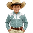 thumbnail image 1 of Hienoo Boy's Long Sleeve Western Shirt Kids Vintage Button-Down Cowboy Shirt, Sizes 4-13, 1 of 3