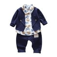 thumbnail image 1 of Hienoo Boys 2-Piece Outfits Long Sleeve Shirt and Denim Pants Set Kids Casual Clothes Sets, 1 of 4