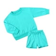 thumbnail image 1 of Hienoo Boys 2Pcs Outfits Solid Color Crewneck Sweatshirt with Shorts Sweatsuits, 1 of 2