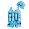 thumbnail image 1 of Hienoo Boys Buoyancy One-Piece Swimsuit with Swim Cap Flotation Swimwear, Sizes 5-6, 1 of 2