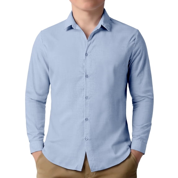 Hienoo Boys Casual Solid Classic Shirt Breathable Long Sleeve Button Up Shirt, Sizes 5-16