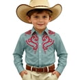 thumbnail image 1 of Hienoo Boys Cowboy Long Sleeve Shirt Vintage Western Print Button-Down Shirt, Sizes 4-13, 1 of 3