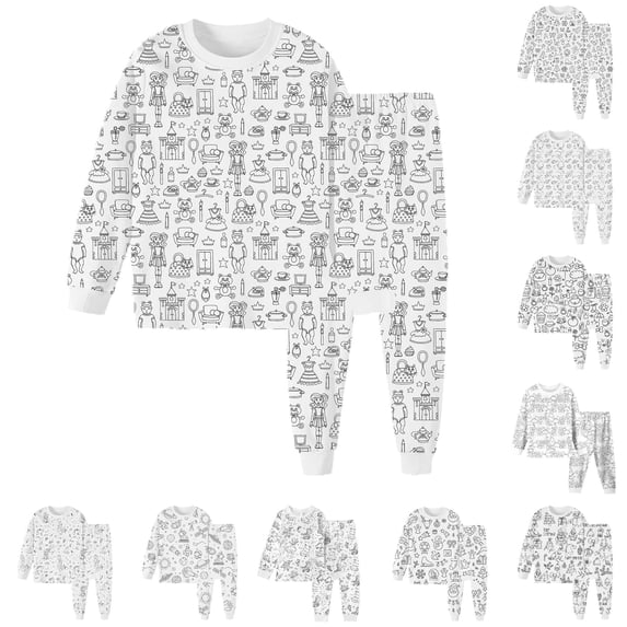 Hienoo Boys Girls Casual Cartoon Graphic Pajamas Long Sleeve Tees Pants ...