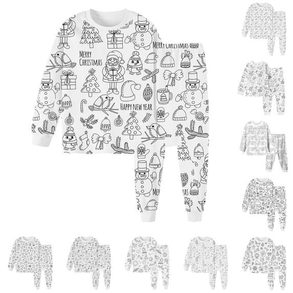 Hienoo Boys Girls Casual Cartoon Graphic Pajamas Long Sleeve Tees Pants ...