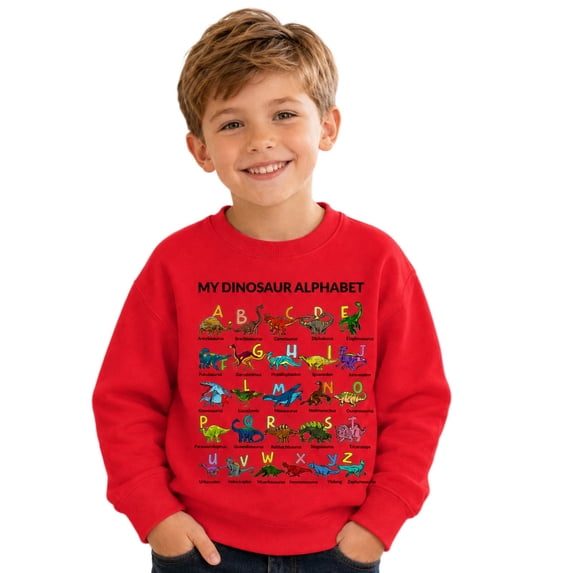 Hienoo Boys Graphic Sweatshirt Dinosaur Alphabet Long Sleeve Pullover Casual Fall Tops