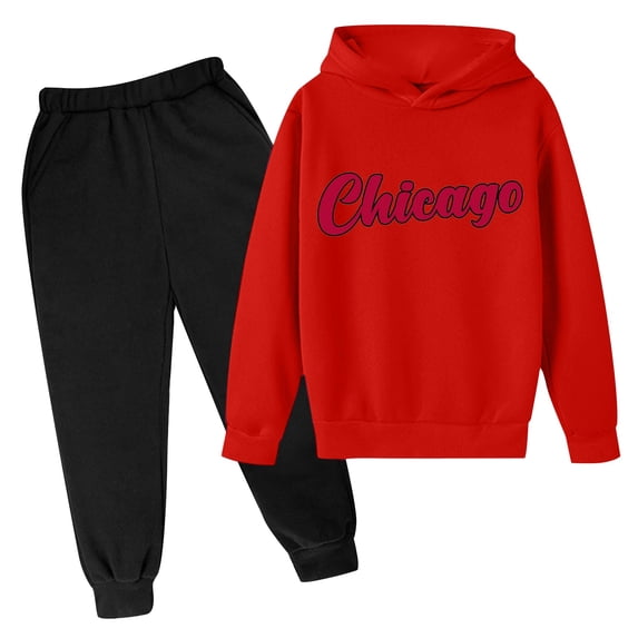 Hienoo Boys Letter Print Hoodie and Sweatpants Outfits Children's Active Sweatsuits