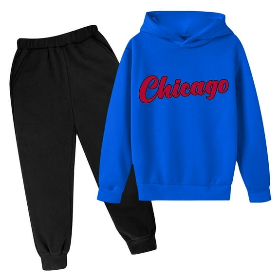 Hienoo Boys Letter Print Hoodie and Sweatpants Outfits Children's Active Sweatsuits