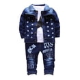 thumbnail image 1 of Hienoo Boys Long Sleeve Denim Coat T-Shirt Pants 3-Piece Outfits, Size 0-5T, 1 of 5