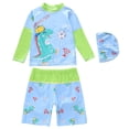 thumbnail image 1 of Hienoo Boys Long Sleeve Rash Guard Swim Trunks Swimming Cap Swimsuit, 3-Piece, Sizes 1-8, 1 of 3