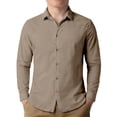 thumbnail image 1 of Hienoo Boys Long Sleeve Shirt Casual Color Button Down Shirts Unisex Breathable Top, Brown, 1 of 4