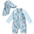 thumbnail image 1 of Hienoo Boys Long Sleeve Zipper One-Piece Swimsuit with Sun Hat Swimwear Sets, Sizes 0-24M, 1 of 5