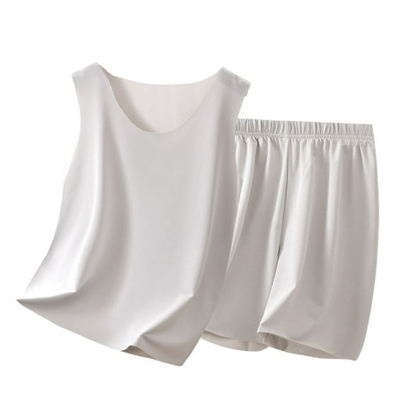 Hienoo Boys Pajama Set Lightweight Sleeveless Tank Top Shorts Solid Sleepwear, Sizes 3-15