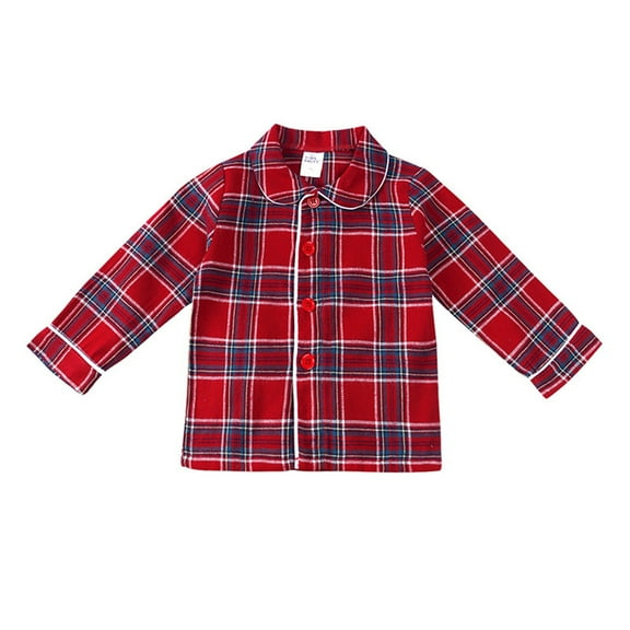 Hienoo Boys Pajamas Cotton Plaid Long Sleeve Shirt Pants Sleepwear Outfits Kids Homewear