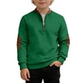 thumbnail image 1 of Hienoo Boys Quarter Zip Pullover Sweatshirt Spring Fall Long Sleeve Sweatshirts, Green, 1 of 3