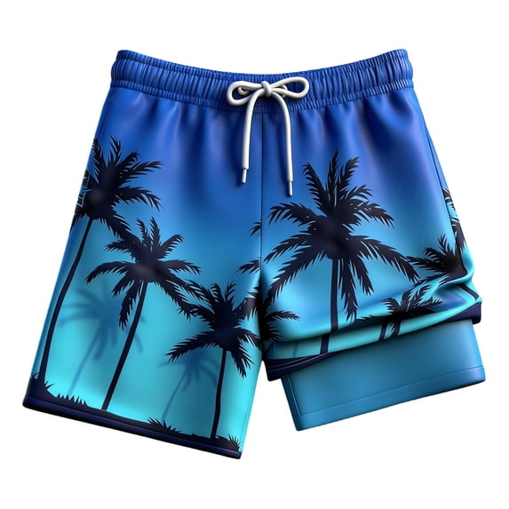 Hienoo Boys Quick Drying Beach Swim Trunks with Mesh Liner Summer Board Shorts, Sizes 5-16