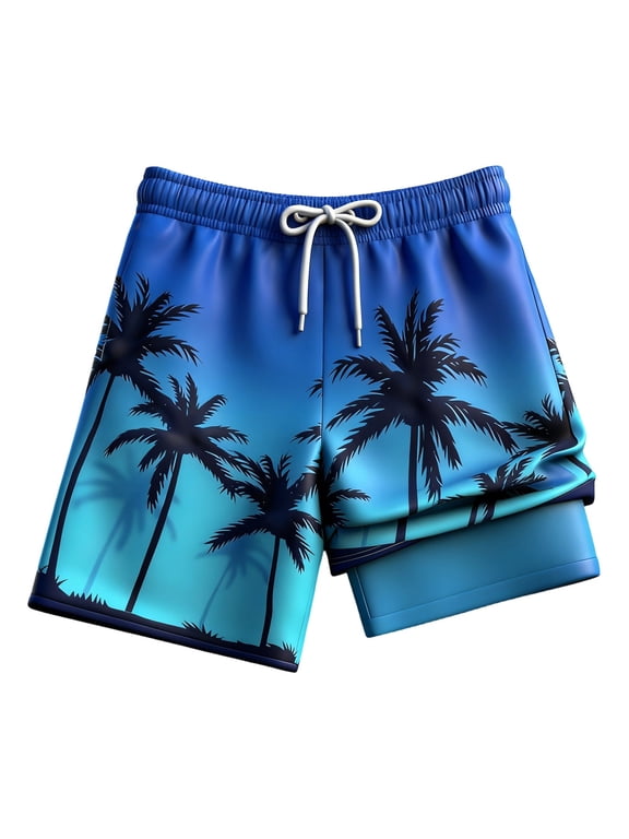 Boys Quick Drying Beach Swim Trunks with Mesh Liner Summer Board Shorts, Sizes 5-16