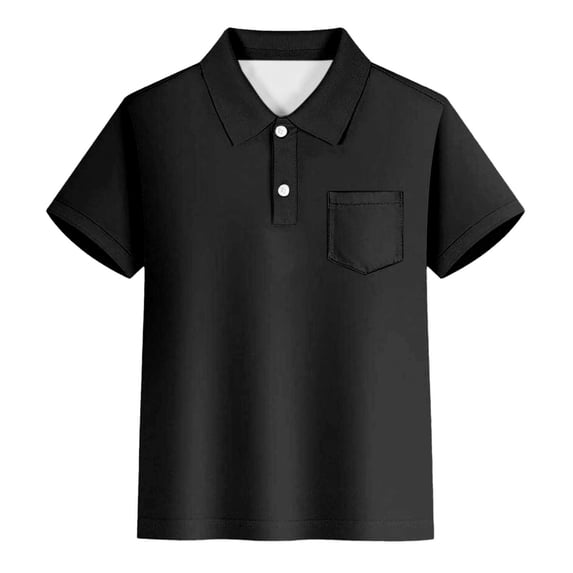 Hienoo Boys Solid Short Sleeve Polo Shirt Summer Casual Pocket Shirt for Kids, Sizes 3-14