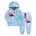 thumbnail image 1 of Hienoo Boys Sports Outfits Long Sleeve Dinosaur Zip-Up Hoodie Sweatpants Suit, Sizes 0-4T, 1 of 3