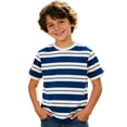 thumbnail image 1 of Hienoo Boys Striped Short Sleeve T Shirt Kids Summer Casual Crew Neck T-Shirt, Sizes 2-13, 1 of 3