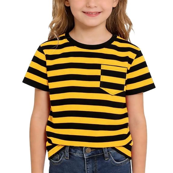 Hienoo Boys Striped Short Sleeve T-Shirt Unisex Summer Casual Crewneck T Shirt, Sizes 2-13