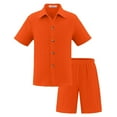 thumbnail image 1 of Hienoo Boys Summer Casual Outfits Solid Color Short Sleeve Button-Down Shirt & Shorts Set, 1 of 3