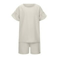 thumbnail image 1 of Hienoo Boys Summer Casual Outfits Solid Color Short Sleeve T-Shirt Shorts Set, 1 of 7