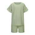 thumbnail image 1 of Hienoo Boys Summer Casual Outfits Solid Color Short Sleeve T-Shirt Shorts Set, 1 of 7