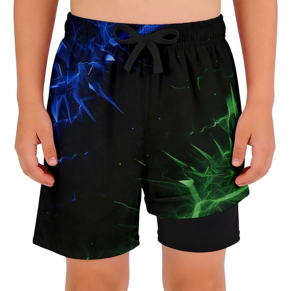 Hienoo Boys' Swimming Trunks with Compression Liner Lightweight Bathing Suit, Sizes 3-16