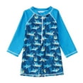 thumbnail image 1 of Hienoo Boys Swimwear Long Sleeve Rash Guard Shark Print One-Piece Swimsuit Surfing Suit, 1 of 6