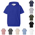 thumbnail image 1 of Hienoo Casual Solid Color Hoodies For Boys Girls Summer Short Sleeve Hooded Sweatshirts With Pockets, 1 of 5