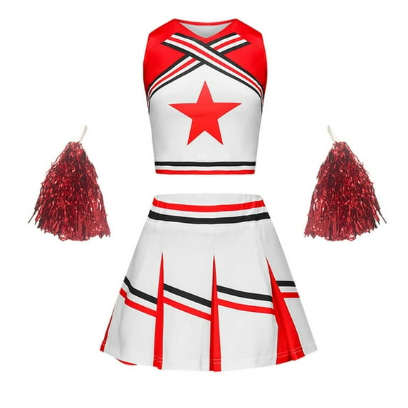 Hienoo Cheerleading Outfit for Student Sports Day Girls Cheerleading Performance Uniform