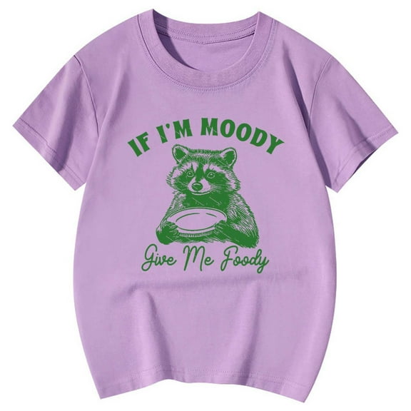 Hienoo Cute Shirt For Girls Funny Raccoon If I'm Give Me Foody Animal Short Sleeve Tee
