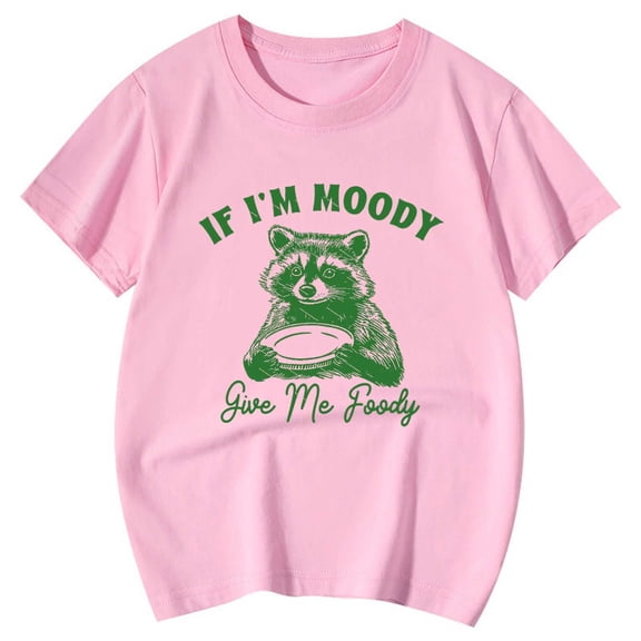 Hienoo Cute Shirt For Girls Funny Raccoon If I'm Give Me Foody Animal Short Sleeve Tee