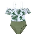 thumbnail image 1 of Hienoo Girl's Ruffle One-Piece Swimsuit Coconut Tree Print Bathing Suit Swimwear, 1 of 7