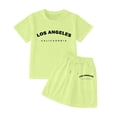 thumbnail image 1 of Hienoo Girls 2 Piece Outfits Los Angeles Short Sleeve T Shirt and Shorts Set, Sizes 4-14, 1 of 3