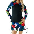 thumbnail image 1 of Hienoo Girls 2-Piece Swimsuit Long Sleeve Rash Guard & Boyshorts Quick Dry Beach Bathing Suit, Sizes 12-13, 1 of 4