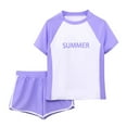 thumbnail image 1 of Hienoo Girls 2-Piece Swimsuit Short Sleeve Rash Guard Shorts Sports Swimwear Set, Sizes 7-11, 1 of 8