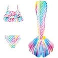 thumbnail image 1 of Hienoo Girls 3-Piece Swimsuit Ruffle Bikini Set & Fish Tail Performance Bathing Suit, Sizes 4-13, 1 of 6