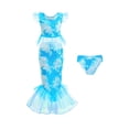 thumbnail image 1 of Hienoo Girls 3-Piece Swimsuit Ruffle Tankini Set with Fishtail Skirt Bathing Suit, Sizes 4-5, 1 of 7