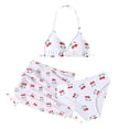 thumbnail image 1 of Hienoo Girls 3 Piece Swimsuits Halter Bikini Set with Cover Up Skirt Bathing Suits, 1 of 5