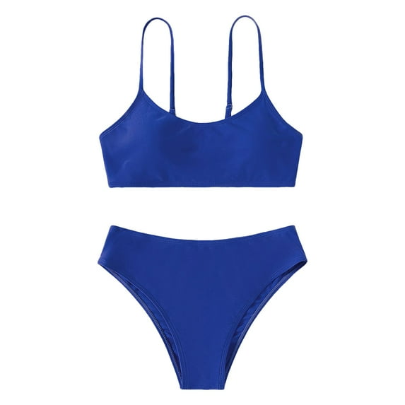 Hienoo Girls Bikini Swimsuit Solid Color Quick Dry Swimwear Summer Bathing Suit, Sizes 8-14