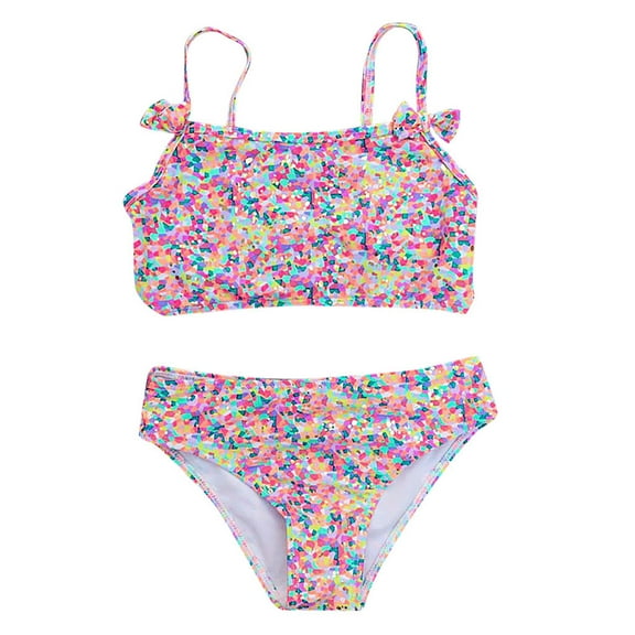 Hienoo Girls Bikini Swimsuit Tropical Print Beach Swimwear Toddler Bathing Suit
