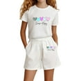thumbnail image 1 of Hienoo Girls Cotton Outfits Casual Sports Short Sleeve T-Shirt and Shorts Set, Sizes 3-10, 1 of 6