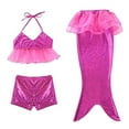 thumbnail image 1 of Hienoo Girls Halter Bikini Top Boyshorts Ruffle Fishtail Skirt 3-Piece Swimsuit Role Play Bathing Suit, Sizes 4-5, 1 of 3