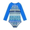 thumbnail image 1 of Hienoo Girls Long Sleeve Zipper One-Piece Swimsuit Tropical Print Beach Bathing Suit, Sizes 1-7, 1 of 3