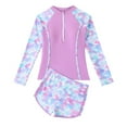 thumbnail image 1 of Hienoo Girls Long Sleeve Zipper Rash Guard Boyshorts Surfing Suit Swimsuit, Sizes 7-11, 1 of 7